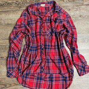 Plaid Oversized Red & Blue Women’s Flannel